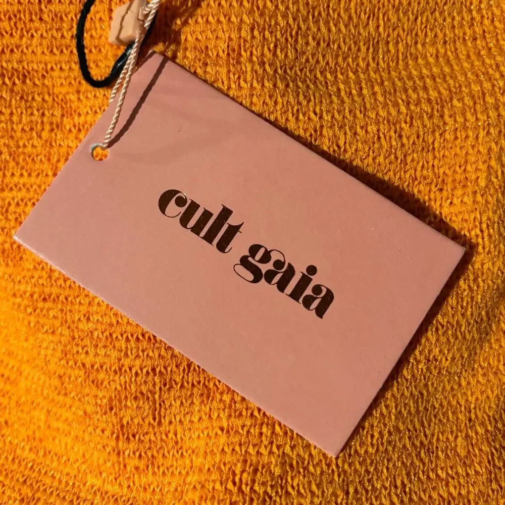 Cult Gaia Cameron Knit Cut Out Maxi Dress Large Orange NWT - Picture 6 of 9